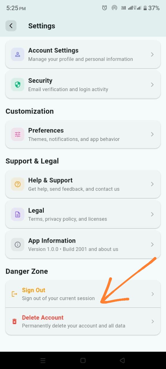 SiratSync Settings Screen